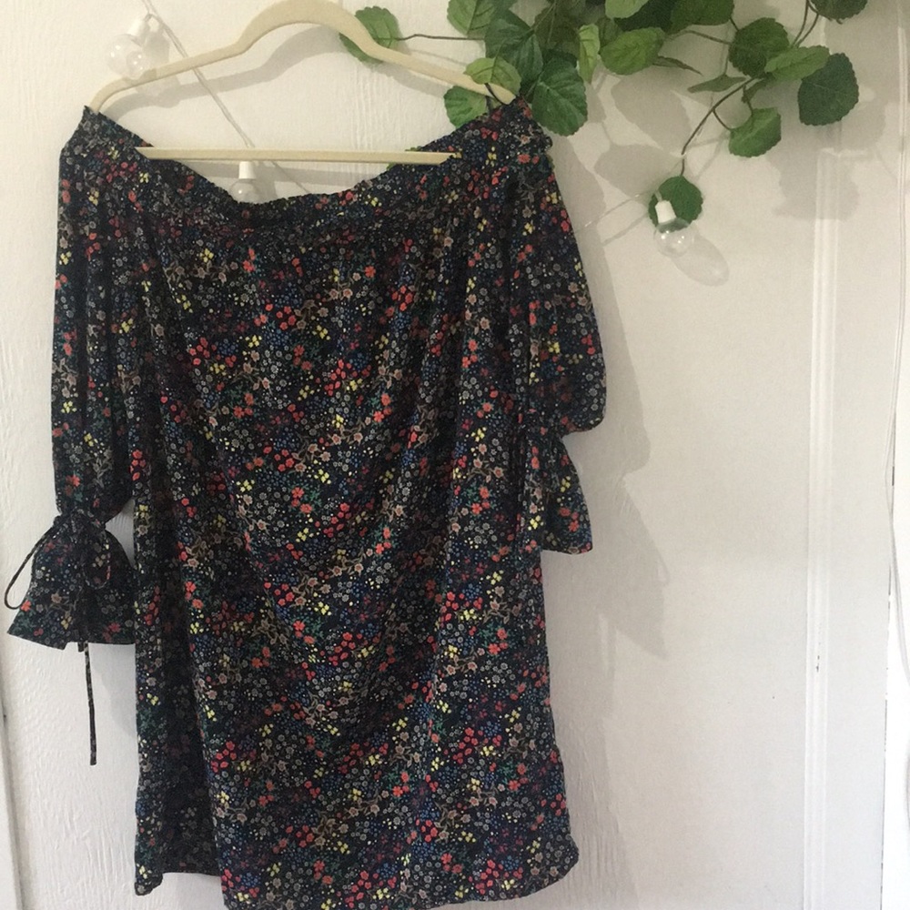 Off-the-shoulder floral lucky brand mini dress
